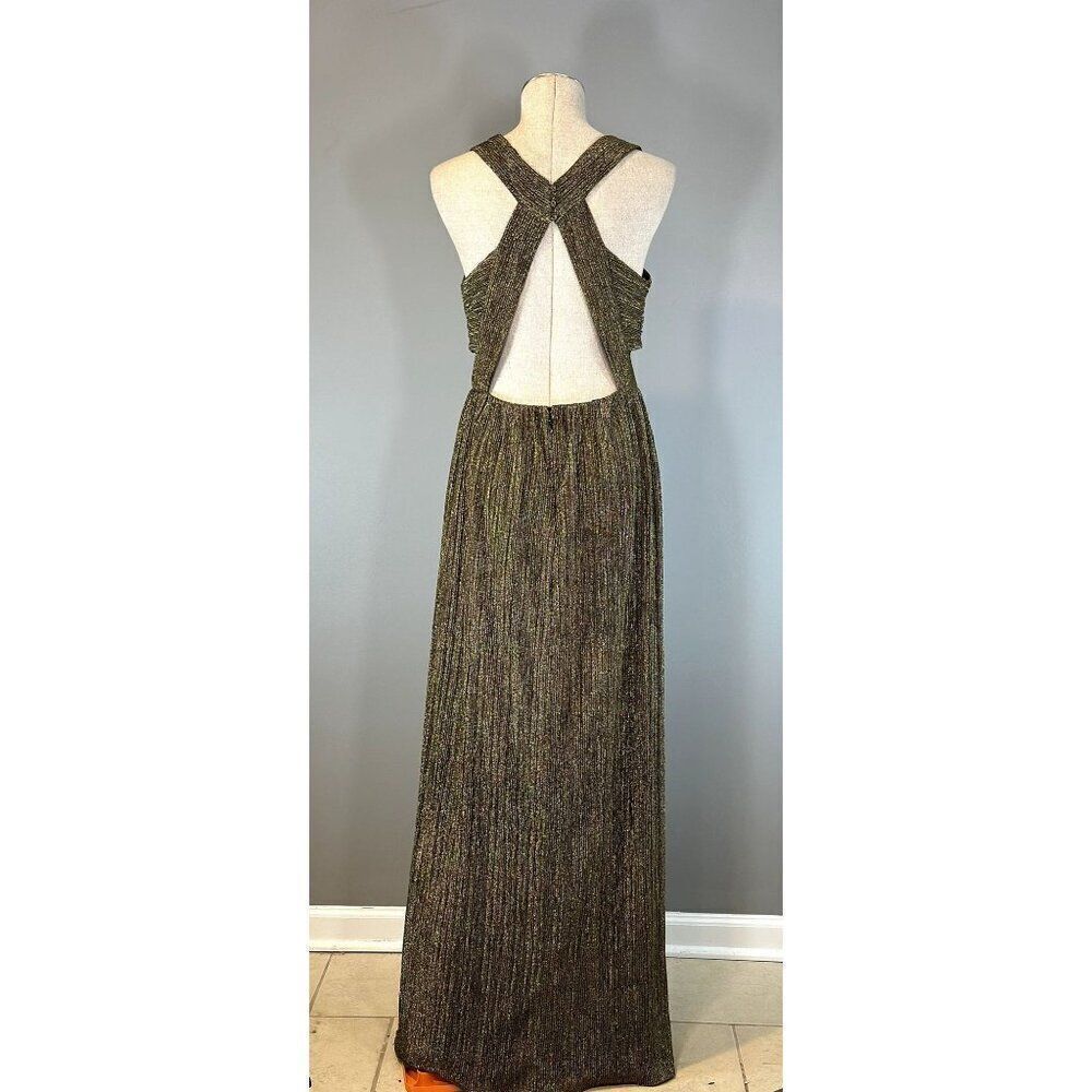 BCBGMaxAzria NWT Metallic Cut Out Dress in Gold Size M - Picture 5 of 7